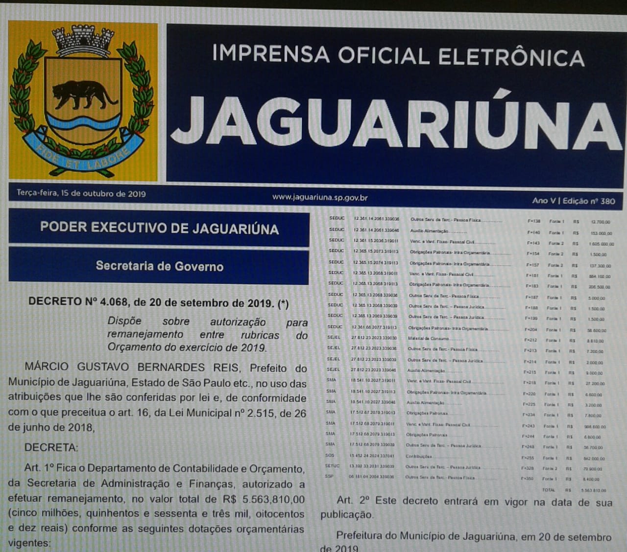 Vereadores aprovam projeto que altera a lei que dispõe sobre a imprensa oficial eletrônica